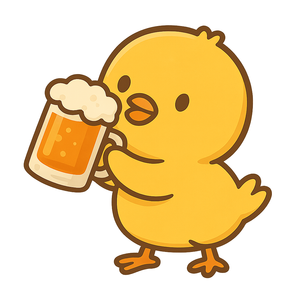 Chicken drinking beer